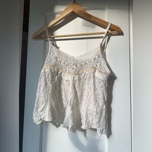 Boho Free People Mixed Media Tank Crop Top, size S